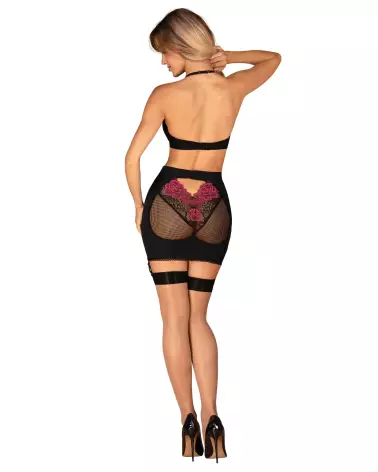 Ensemble Obsessive Rosenty top et jupe noir, lingerie élégante-4