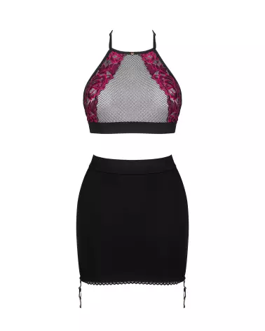 Ensemble Obsessive Rosenty top et jupe noir, lingerie élégante-7
