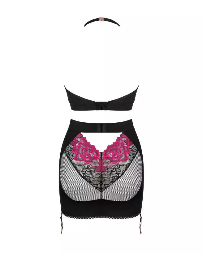 Ensemble Obsessive Rosenty top et jupe noir, lingerie élégante-8