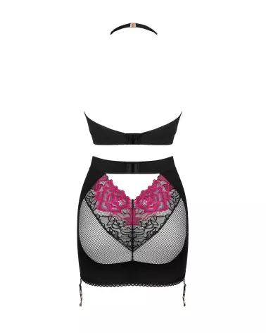 Ensemble Obsessive Rosenty top et jupe noir, lingerie élégante-8