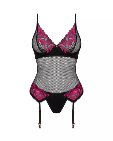 Guêpière et string noir Obsessive Rosenty, lingerie élégante et séduisante-7