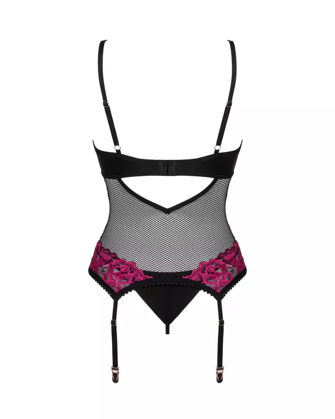 Guêpière et string noir Obsessive Rosenty, lingerie élégante et séduisante-8