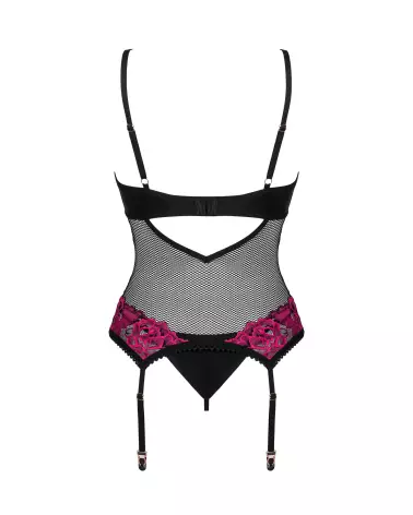 Guêpière et string noir Obsessive Rosenty, lingerie élégante et séduisante-8