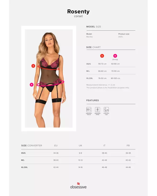 Guêpière et string noir Obsessive Rosenty, lingerie élégante et séduisante-9