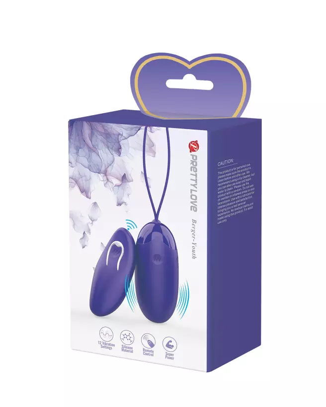Œuf vibrant télécommandé Pretty Love Berger_Youth en violet, plaisir discret et contrôle sans fil-2