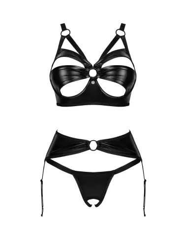 Photo de l'ensemble Armares 3 pièces Obsessive noir, lingerie séduisante et ouverte-7