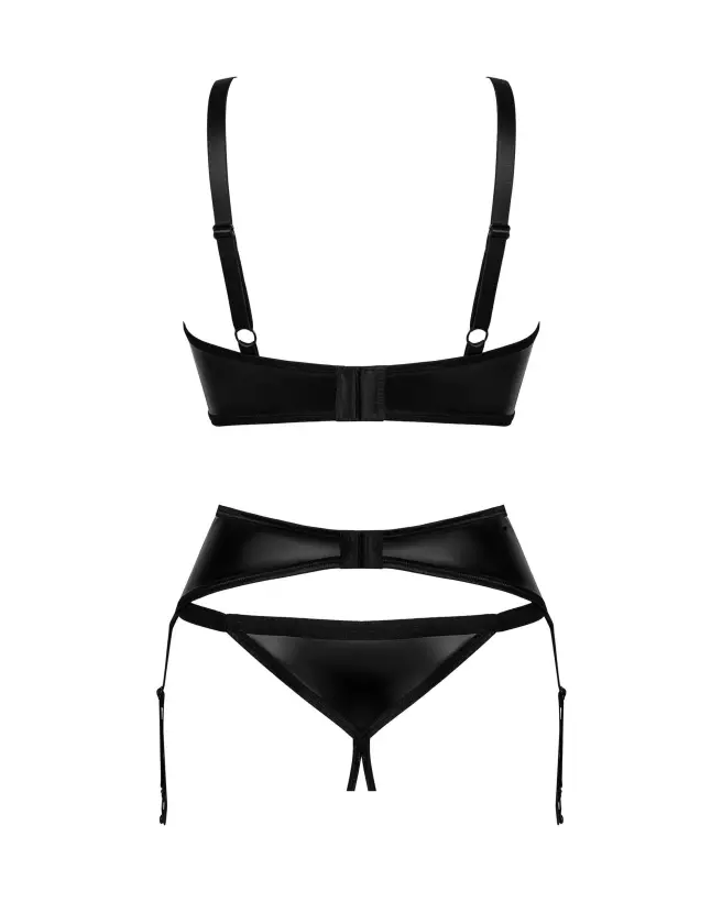 Photo de l'ensemble Armares 3 pièces Obsessive noir, lingerie séduisante et ouverte-8