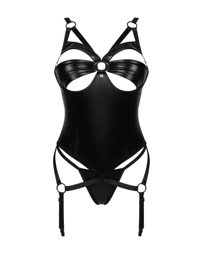 Guêpière Obsessive Armares noire avec string coordonné, lingerie élégante et séduisante-7