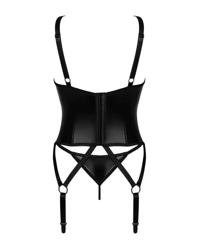 Guêpière Obsessive Armares noire avec string coordonné, lingerie élégante et séduisante-8