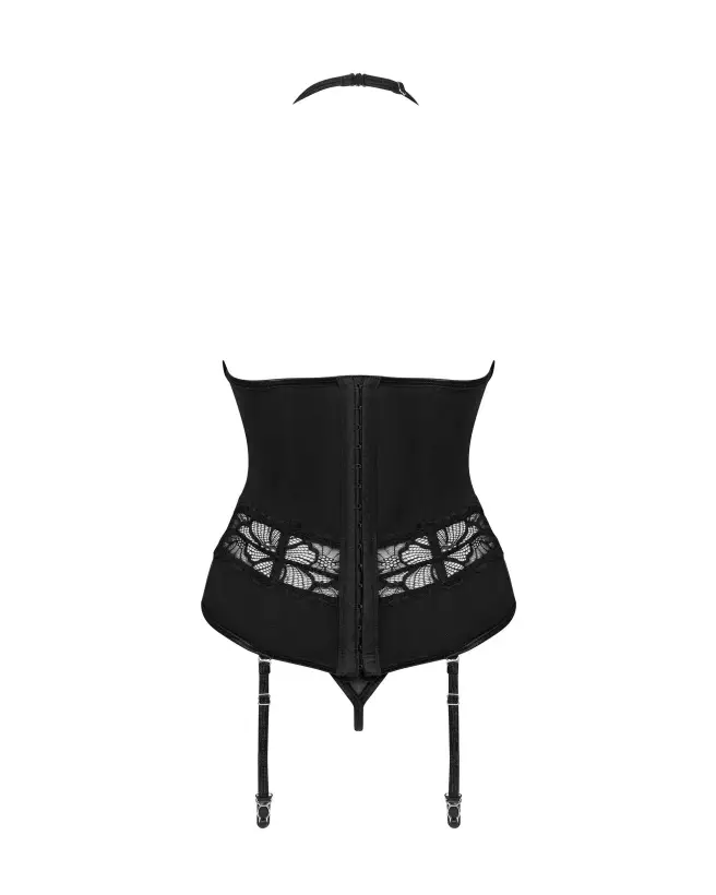 Guêpière noire Serafia Obsessive avec string assorti, élégante et sensuelle-8