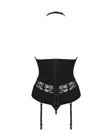 Guêpière noire Serafia Obsessive avec string assorti, élégante et sensuelle-8