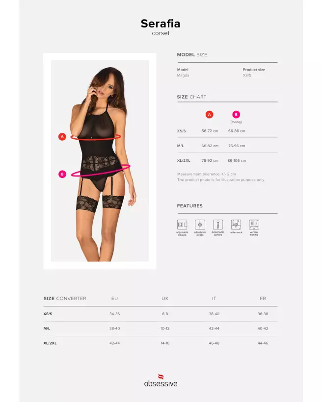 Guêpière noire Serafia Obsessive avec string assorti, élégante et sensuelle-9