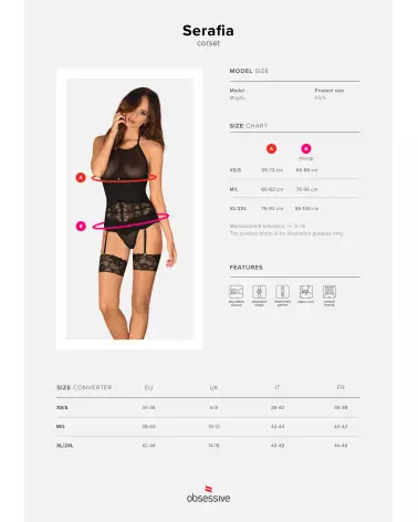 Guêpière noire Serafia Obsessive avec string assorti, élégante et sensuelle-9