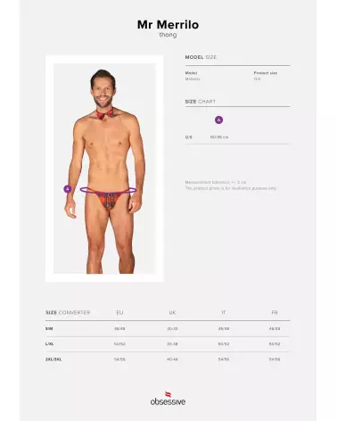 Mr Merrilo String Rouge et Nœud Papillon pour Homme par Obsessive-13