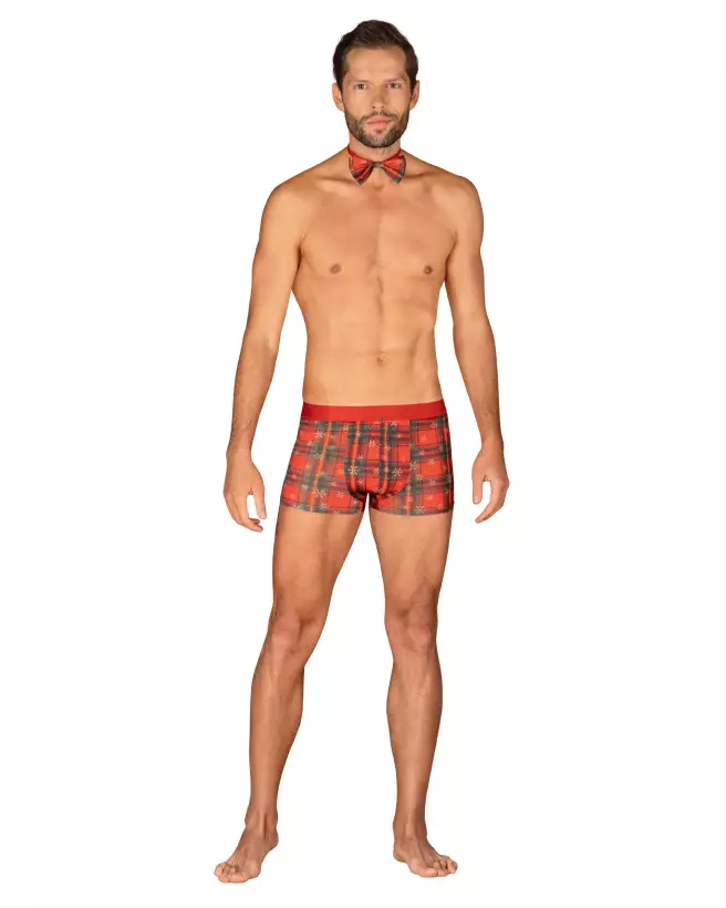 Boxer et noeud papillon rouge Obsessive pour homme, lingerie élégante et confortable-5