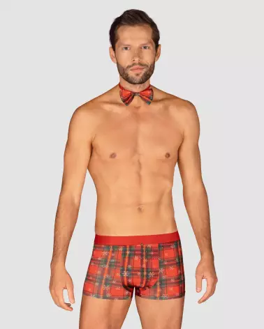 Boxer et noeud papillon rouge Obsessive pour homme, lingerie élégante et confortable-9