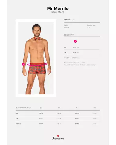 Boxer et noeud papillon rouge Obsessive pour homme, lingerie élégante et confortable-13