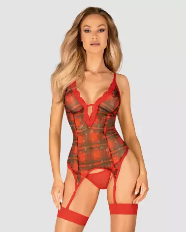 Guêpière rouge Obsessive élégante en corset et serre-taille-5