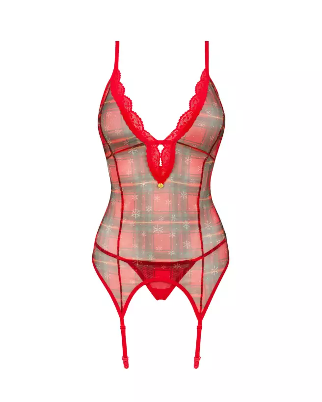 Guêpière rouge Obsessive élégante en corset et serre-taille-7