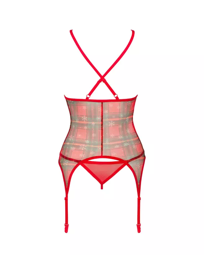 Guêpière rouge Obsessive élégante en corset et serre-taille-8