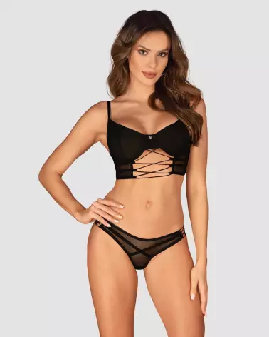 Photo de l'ensemble Roxelia 2 pièces noir par Obsessive, élégance et confort en lingerie fine-5