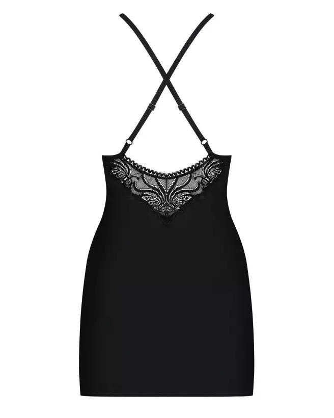 Nuisette Obsessive 828-CHE-1 noire avec string assorti-4