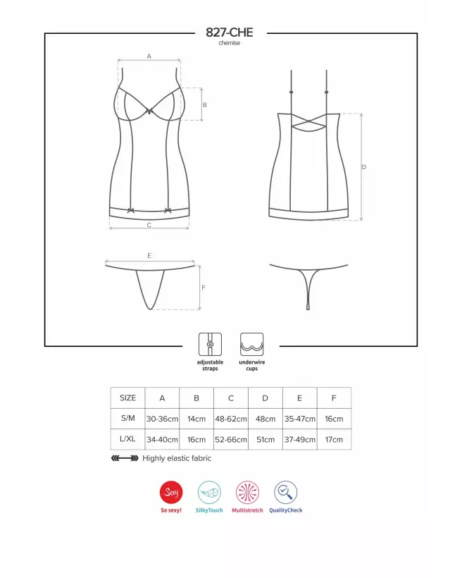 Nuisette Obsessive 828-CHE-1 noire avec string assorti-5