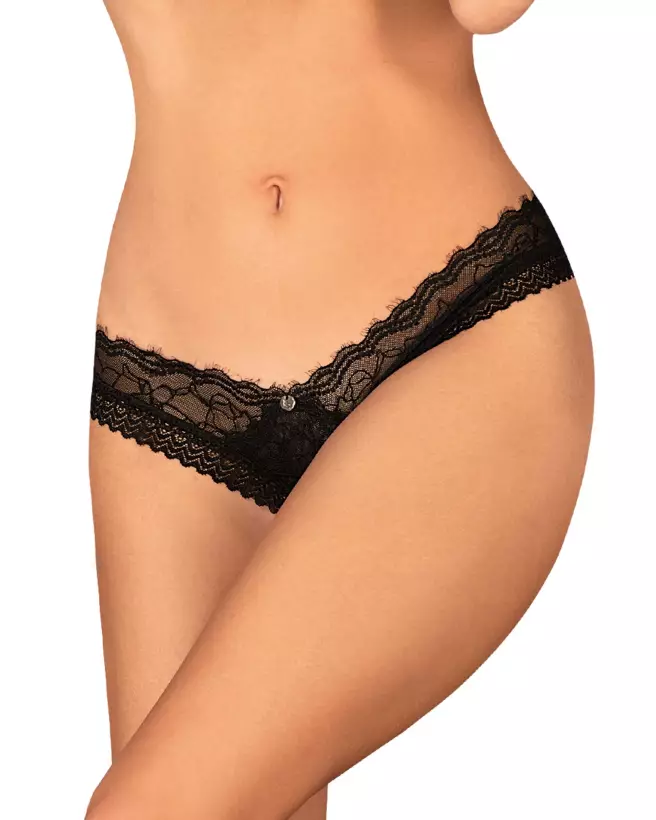 String Ouvert Medilla Noir d'Obsessive - Lingerie Sensuelle et Élégante-3