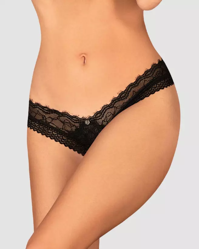 String Ouvert Medilla Noir d'Obsessive - Lingerie Sensuelle et Élégante-9