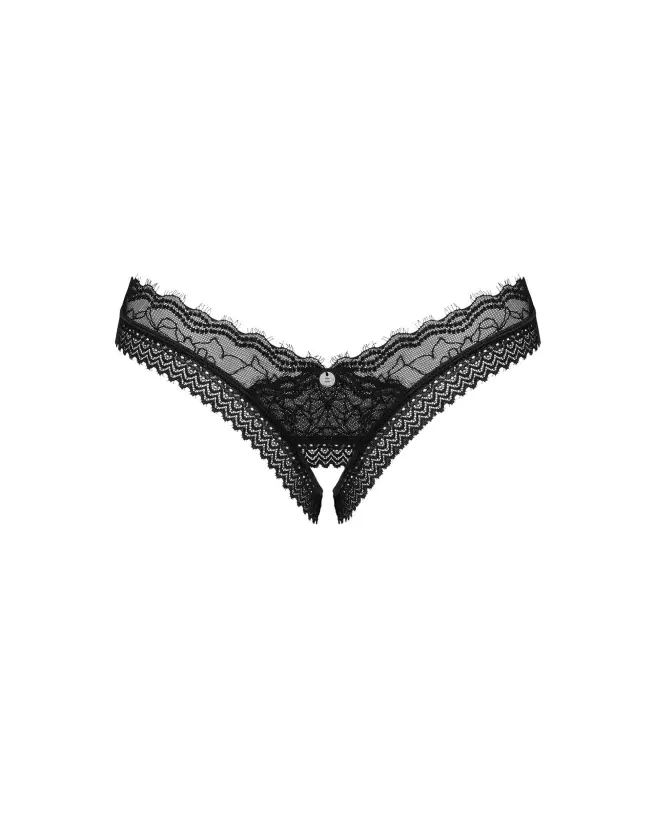String Ouvert Medilla Noir d'Obsessive - Lingerie Sensuelle et Élégante-11