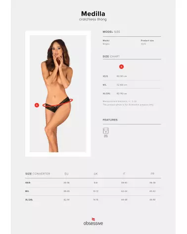 String Ouvert Medilla Noir d'Obsessive - Lingerie Sensuelle et Élégante-13