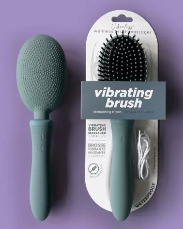Brosse vibrante mauve VIBRALISS en silicone médicale, double moteur puissant