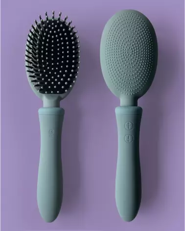Brosse compacte VIBRALISS mauve, double moteur pour relaxation et voyages