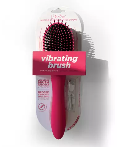 Brosse vibrante rose VIBRALISS en silicone douce, usage capillaire et intime
