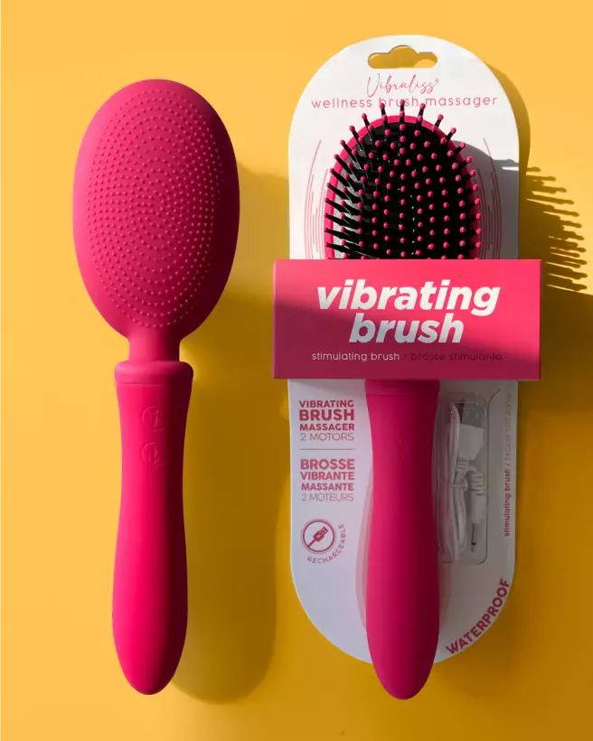 Brosse vibrante rose VIBRALISS en silicone médicale avec double moteur