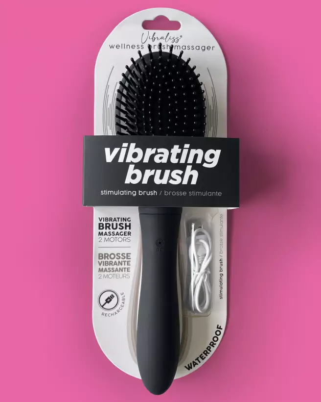 Brosse VIBRALISS noire étanche et rechargeable pour massage capillaire