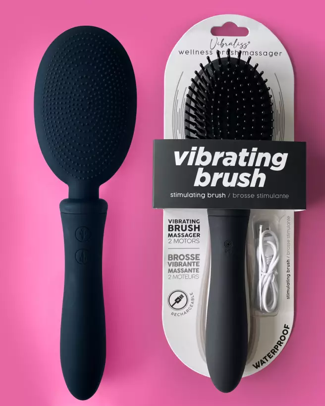 Brosse vibrante noire VIBRALISS en silicone médicale double moteur