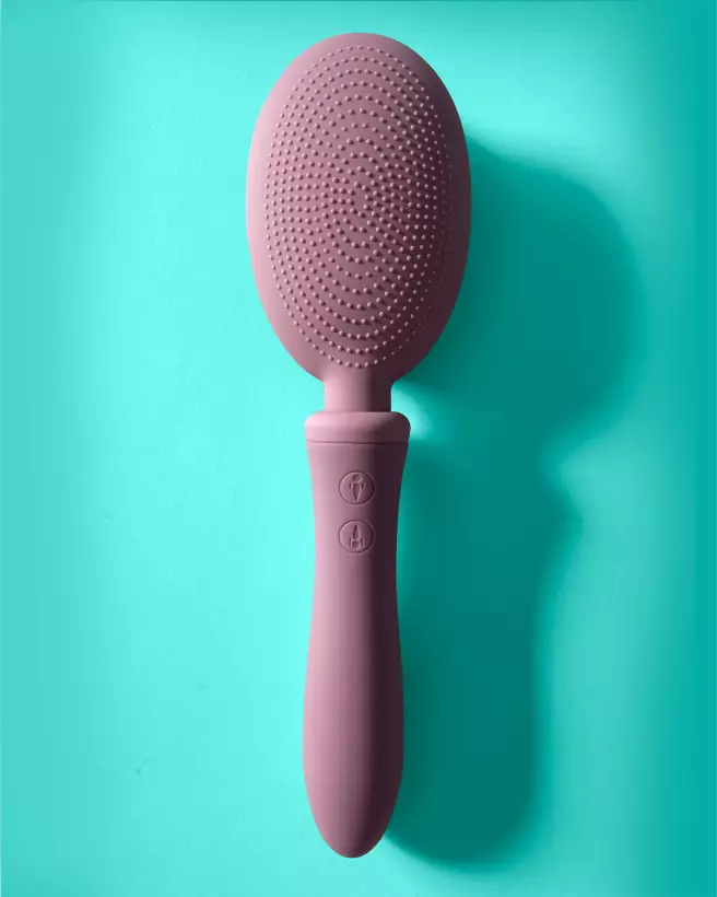 Brosse VIBRALISS mauve étanche, relaxation capillaire en silicone douce