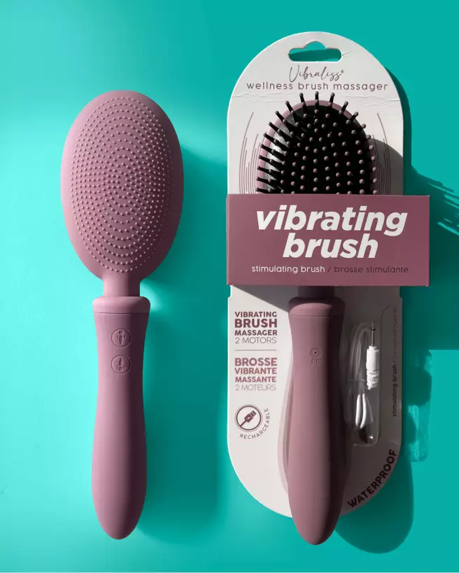 Brosse vibrante mauve VIBRALISS en silicone médicale double moteur