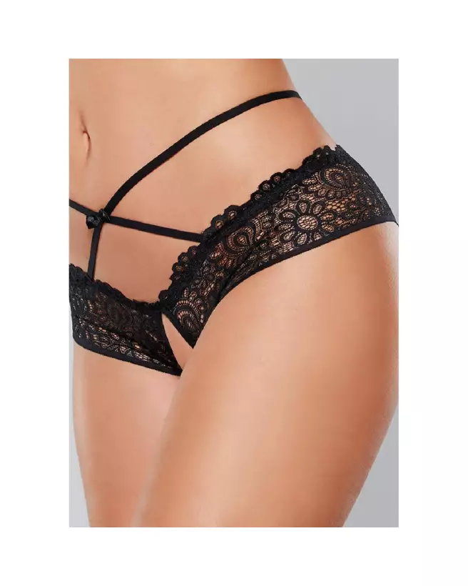 Panty ouvert avec dentelle et bretelles croisées Allure en taille unique-1