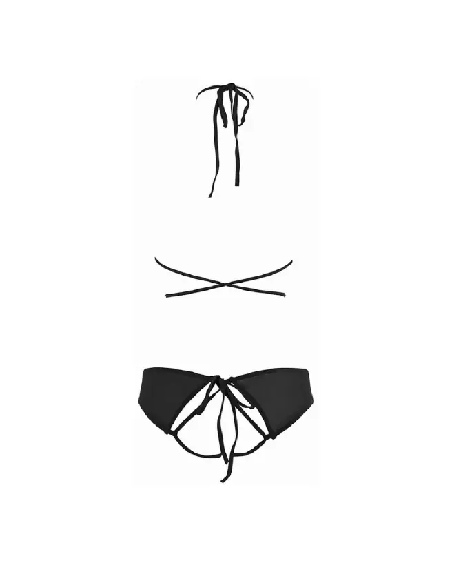 Photo de l'ensemble Marley Peekaboo and Panty S/M Noir par Allure Lingerie-5