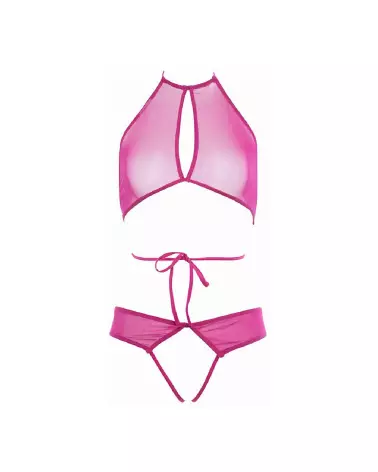 Ensemble lingerie Marley Peekaboo et Panty rose vif Allure taille S/M-3