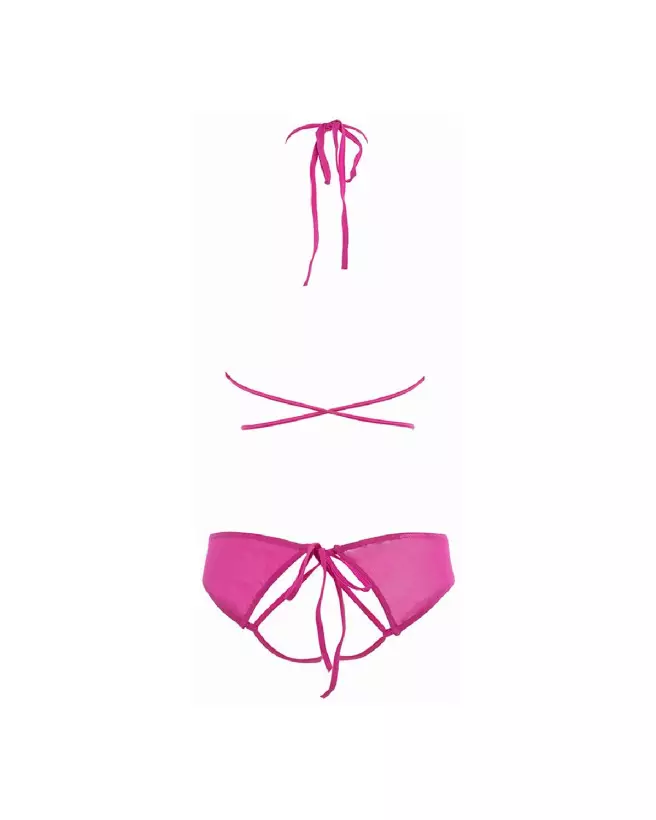 Ensemble lingerie Marley Peekaboo et Panty rose vif Allure taille S/M-4