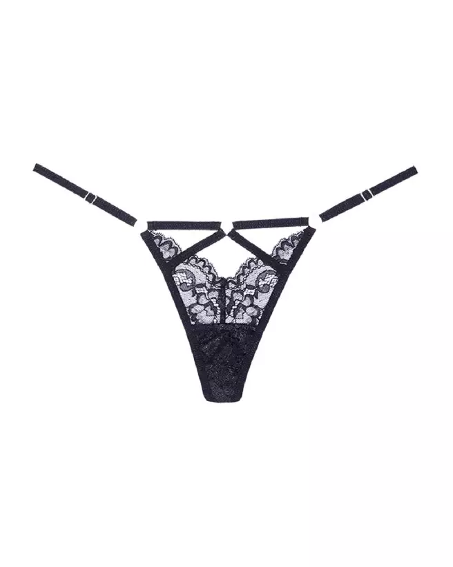 Allure Lace Thong noir en dentelle élégante-2