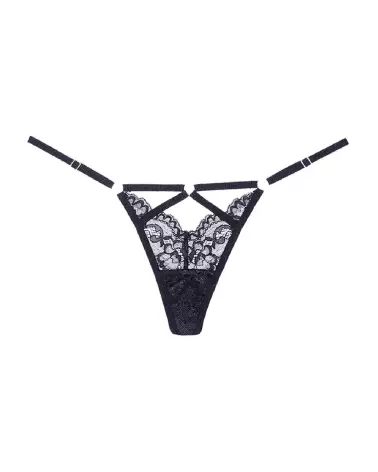 Allure Lace Thong noir en dentelle élégante-2