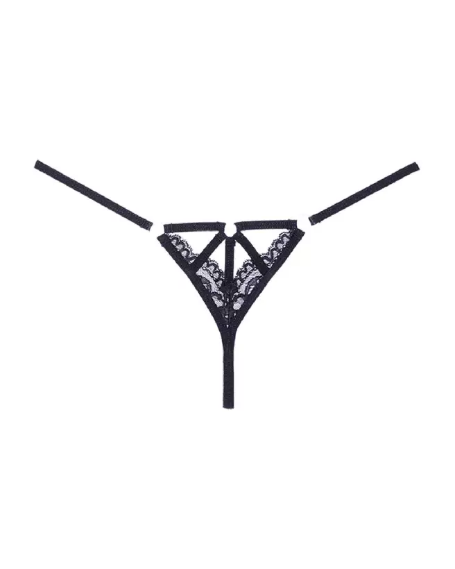 Allure Lace Thong noir en dentelle élégante-3