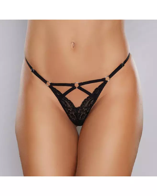 Allure Lace Thong noir en dentelle élégante-5