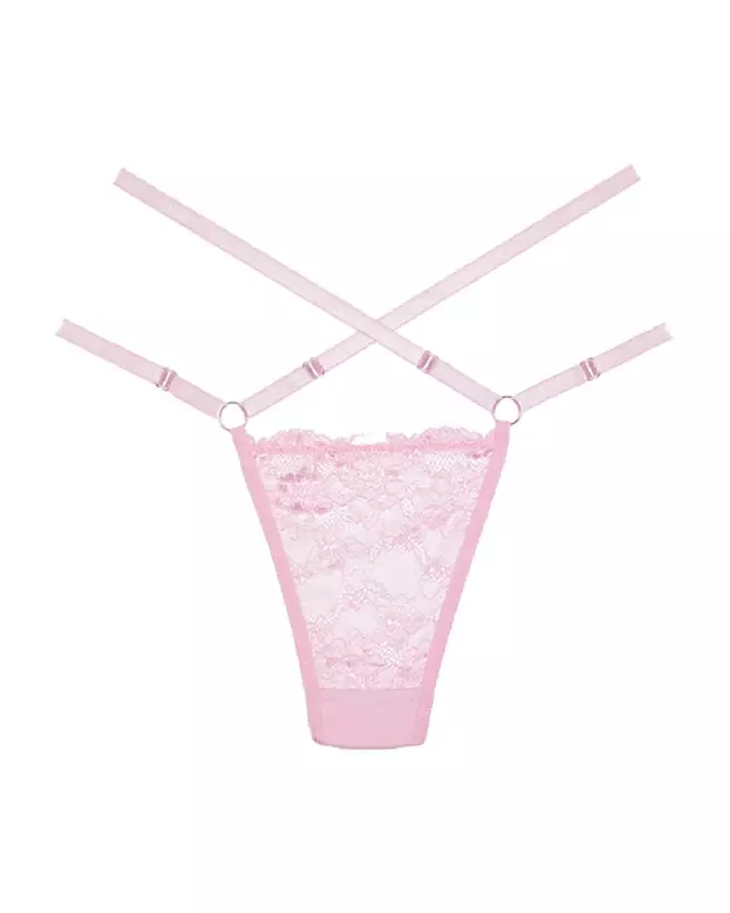 String Cherished en dentelle rose taille unique par Allure-2