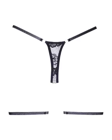 String en dentelle noire Allure, taille unique, design élégant et séduisant-3
