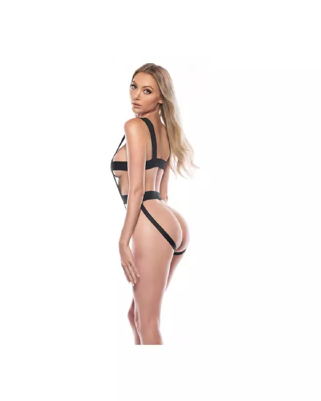 Allure Teddy Open Back noir, harnais séduisant taille unique-2
